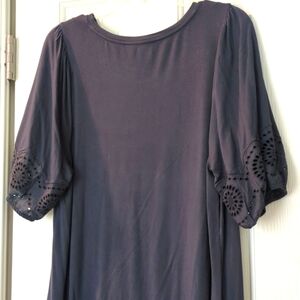 NWT LOFT Eyelet Cuff Tee Charcoal Dress